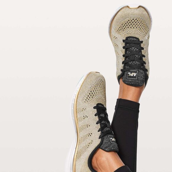 APL Lululemon Womens TechLoom Pro Shoe Metallic Silver/Gold - Picture 1 of 11